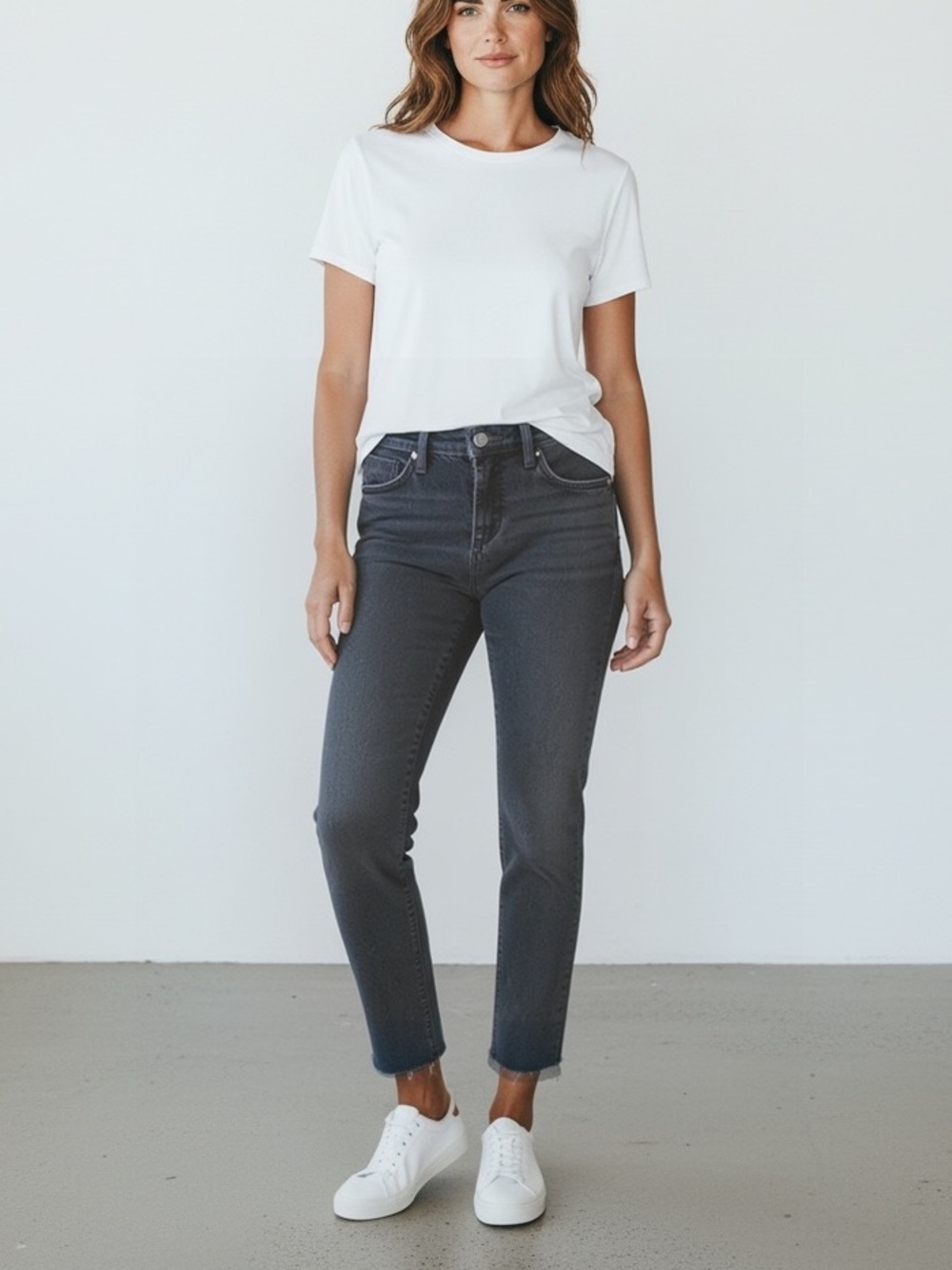 NEW Anthropologie Pilcro Slim Straight Black Gray Raw Hem Jeans Sz 29